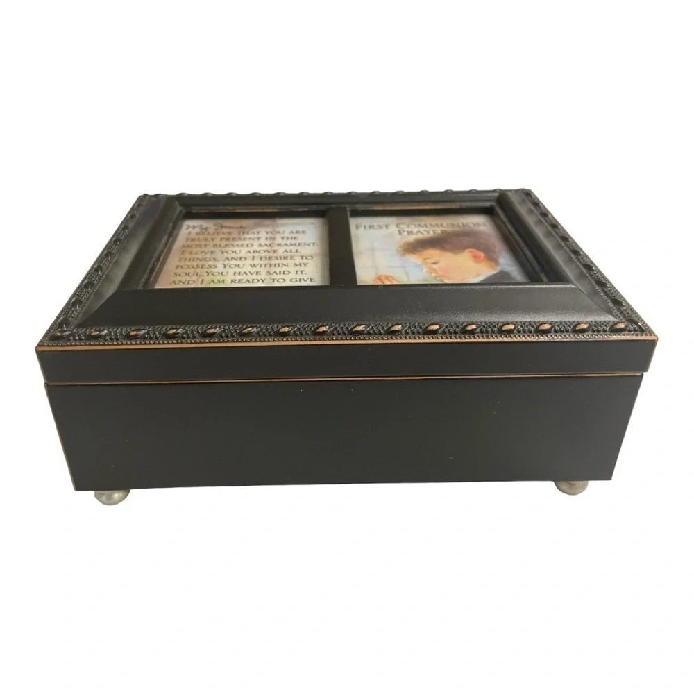 NEW Cottage Garden First Communion Black Photo Jewelry Music Box Hallelujah